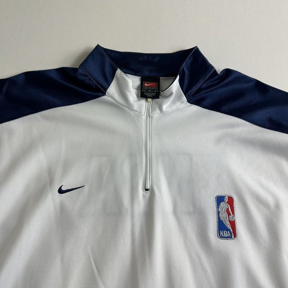 Vintage Y2K NIKE TEAM NBA LOGO Quarter Zip Pullover Sweatshirt Men Size XL White - Picture 5 of 10